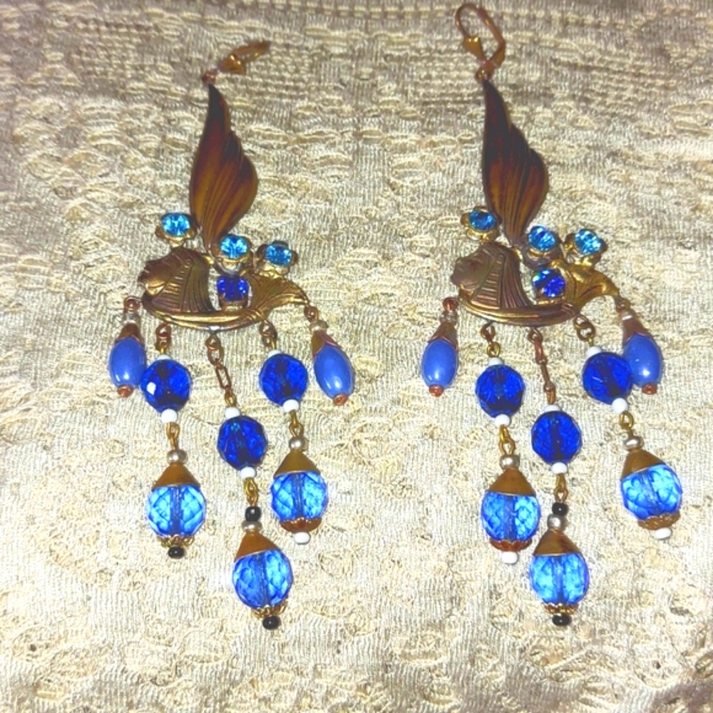 Antique Glass Art Nouveau Earrings